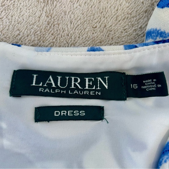 💙🤍”Lauren” Blue/White Midi Sleeveless Paisley Design Lined Dress Size 16💙🤍 - Picture 8 of 9